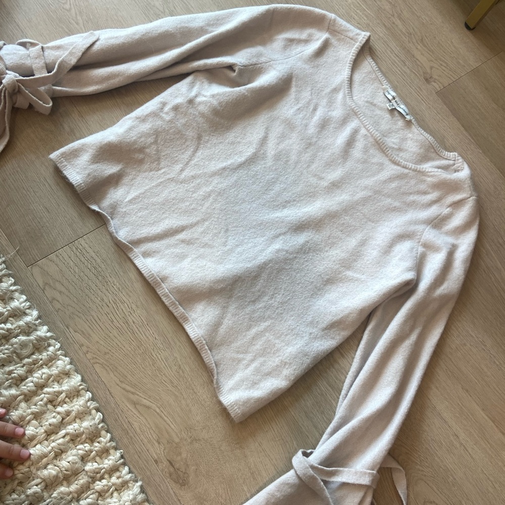 Cupcakes & Cashmere Light Pink Sweater with Tied Sleeves - medium
